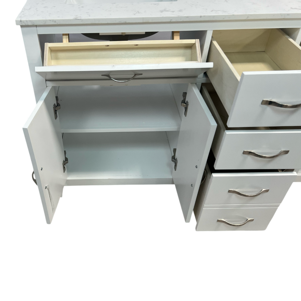 Lark Manor Vannes Bathroom Vanity with Solid Hardwood Frame Quartz Countertop