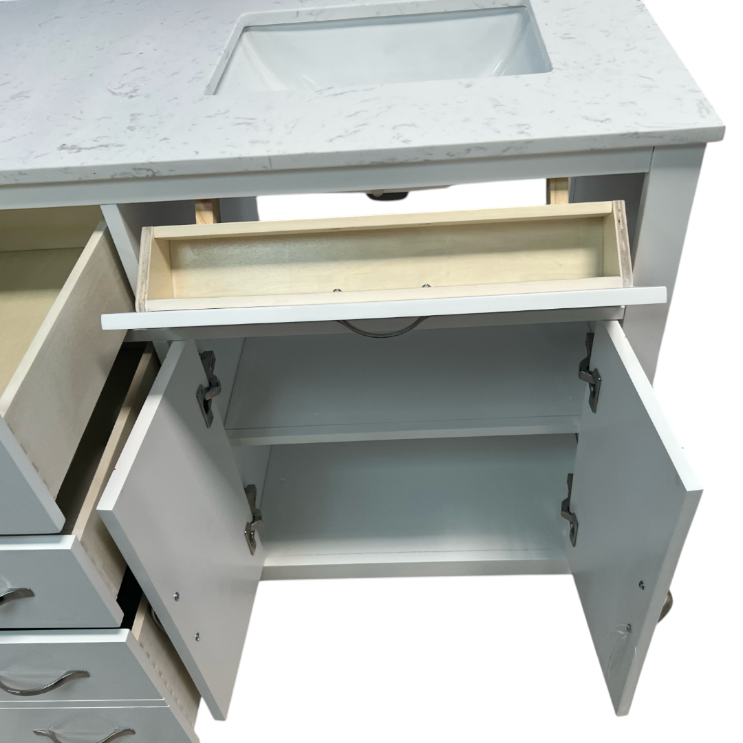 Lark Manor Vannes Bathroom Vanity with Solid Hardwood Frame Quartz Countertop