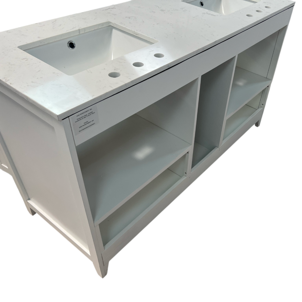 Lark Manor Vannes Bathroom Vanity with Solid Hardwood Frame Quartz Countertop