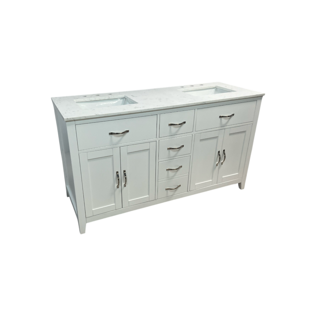 Lark Manor Vannes Bathroom Vanity with Solid Hardwood Frame Quartz Countertop