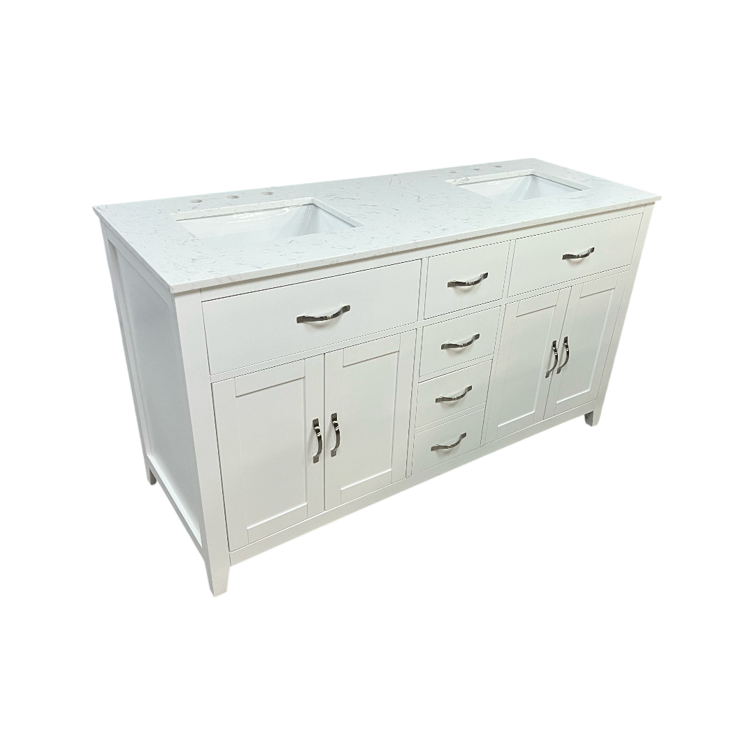 Lark Manor Vannes Bathroom Vanity with Solid Hardwood Frame Quartz Countertop