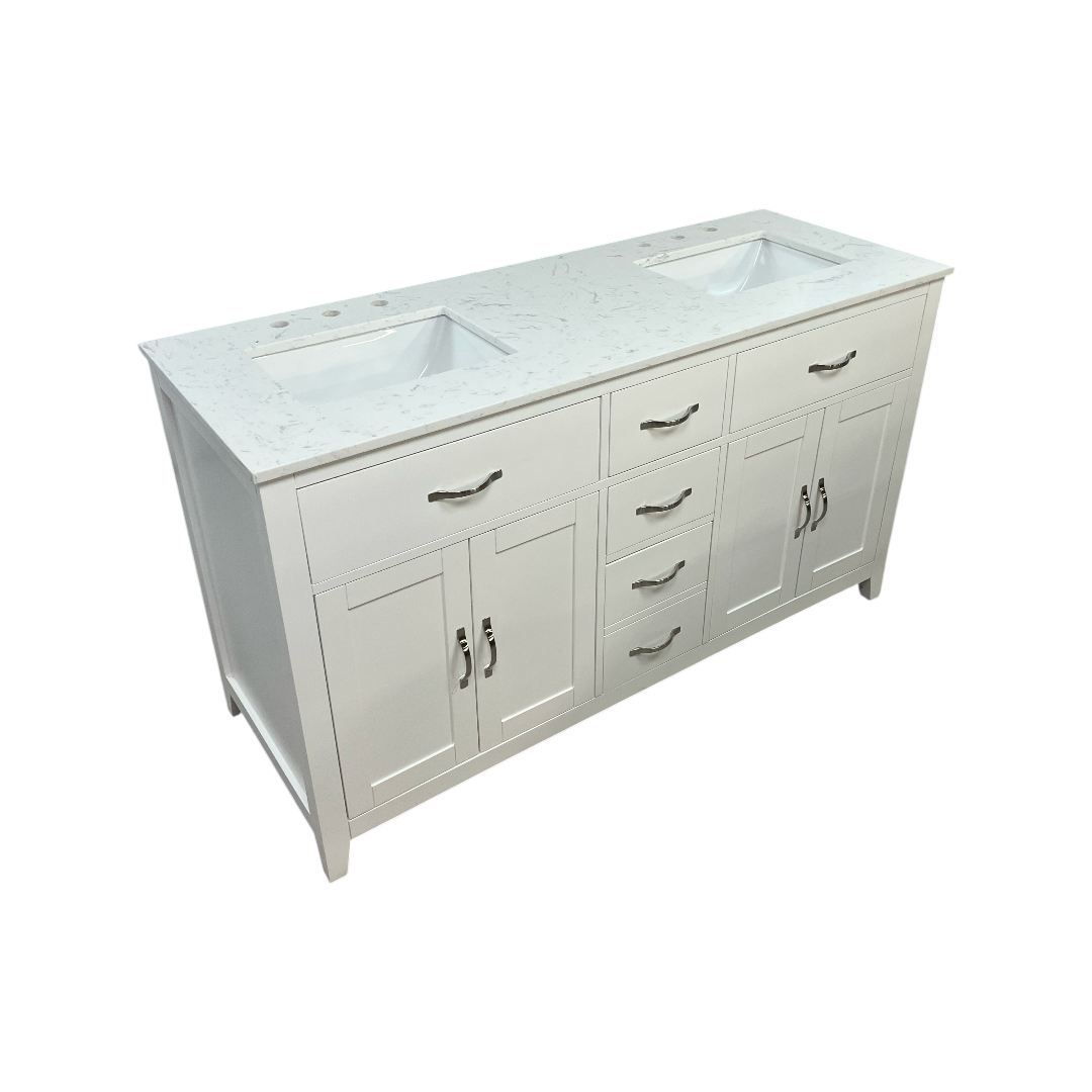 Lark Manor Vannes Bathroom Vanity with Solid Hardwood Frame Quartz Countertop