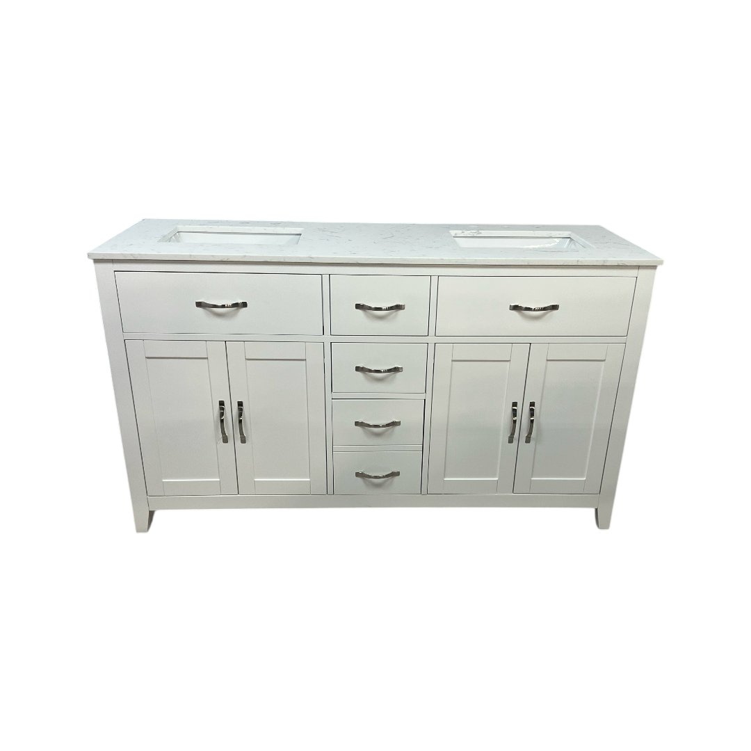 Lark Manor Vannes Bathroom Vanity with Solid Hardwood Frame Quartz Countertop
