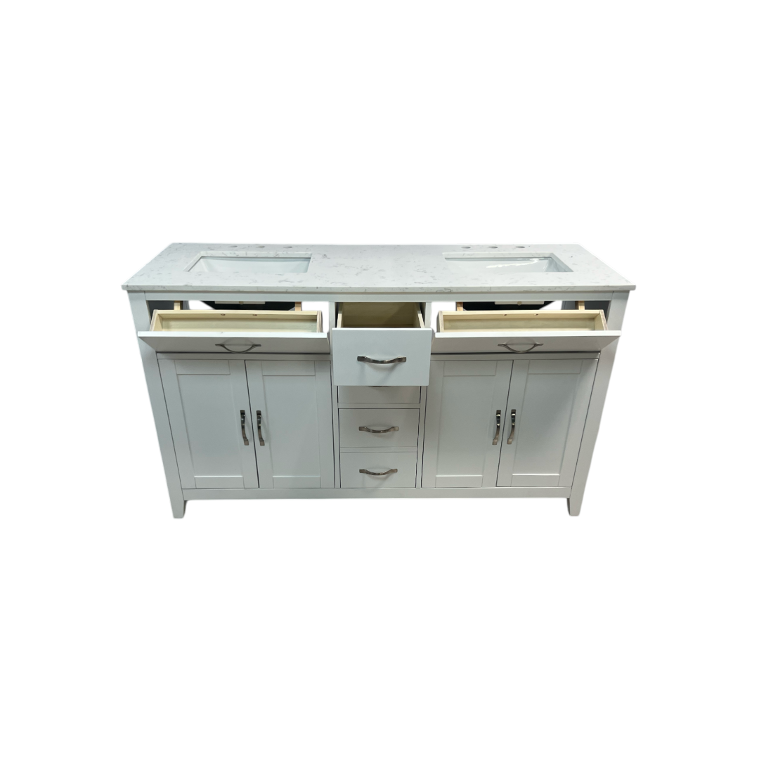 Lark Manor Vannes Bathroom Vanity with Solid Hardwood Frame Quartz Countertop