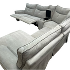 Latitude Run Achernar Modern & Contemporary Textured Fabric Double Reclining Sectional Sofa with Flexible 6-Piece Modular Design, Integrated Console with Stainless Steel Cupholders