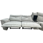 Latitude Run Achernar Modern & Contemporary Textured Fabric Double Reclining Sectional Sofa with Flexible 6-Piece Modular Design, Integrated Console with Stainless Steel Cupholders