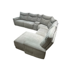 Latitude Run Achernar Modern & Contemporary Textured Fabric Double Reclining Sectional Sofa with Flexible 6-Piece Modular Design, Integrated Console with Stainless Steel Cupholders