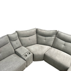 Latitude Run Achernar Modern & Contemporary Textured Fabric Double Reclining Sectional Sofa with Flexible 6-Piece Modular Design, Integrated Console with Stainless Steel Cupholders