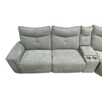 Latitude Run Achernar Modern & Contemporary Textured Fabric Double Reclining Sectional Sofa with Flexible 6-Piece Modular Design, Integrated Console with Stainless Steel Cupholders