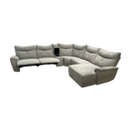 Latitude Run Achernar Modern & Contemporary Textured Fabric Double Reclining Sectional Sofa with Flexible 6-Piece Modular Design, Integrated Console with Stainless Steel Cupholders