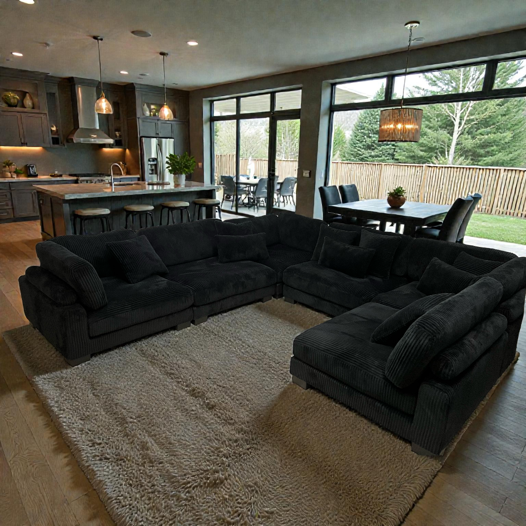 Latitude Run Brinsley 6 Piece Modern Corduroy Track Arm Modular Sectional Sofa