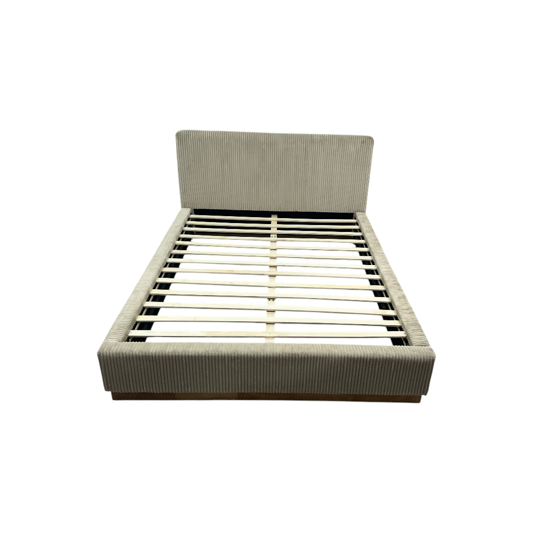 Latitude Run Jadon Solid Wood Corduroy Upholstered Queen Bed Frame