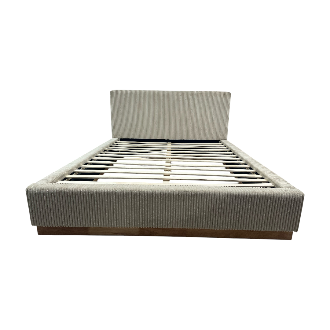Latitude Run Jadon Solid Wood Corduroy Upholstered Queen Bed Frame