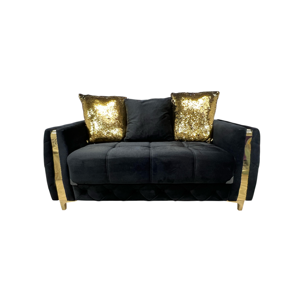 Latitude Run Lust Modern Style Loveseat In Black, 63" × 33" × 31" — image 2 of 4