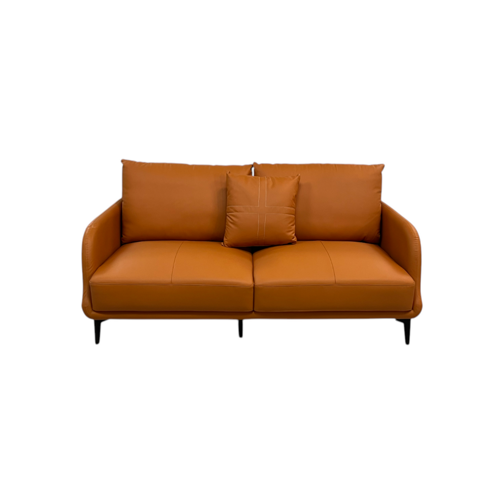 Latitude Run Orange Genuine Leather Loveseat, 66" × 36" × 27" — image 3 of 4