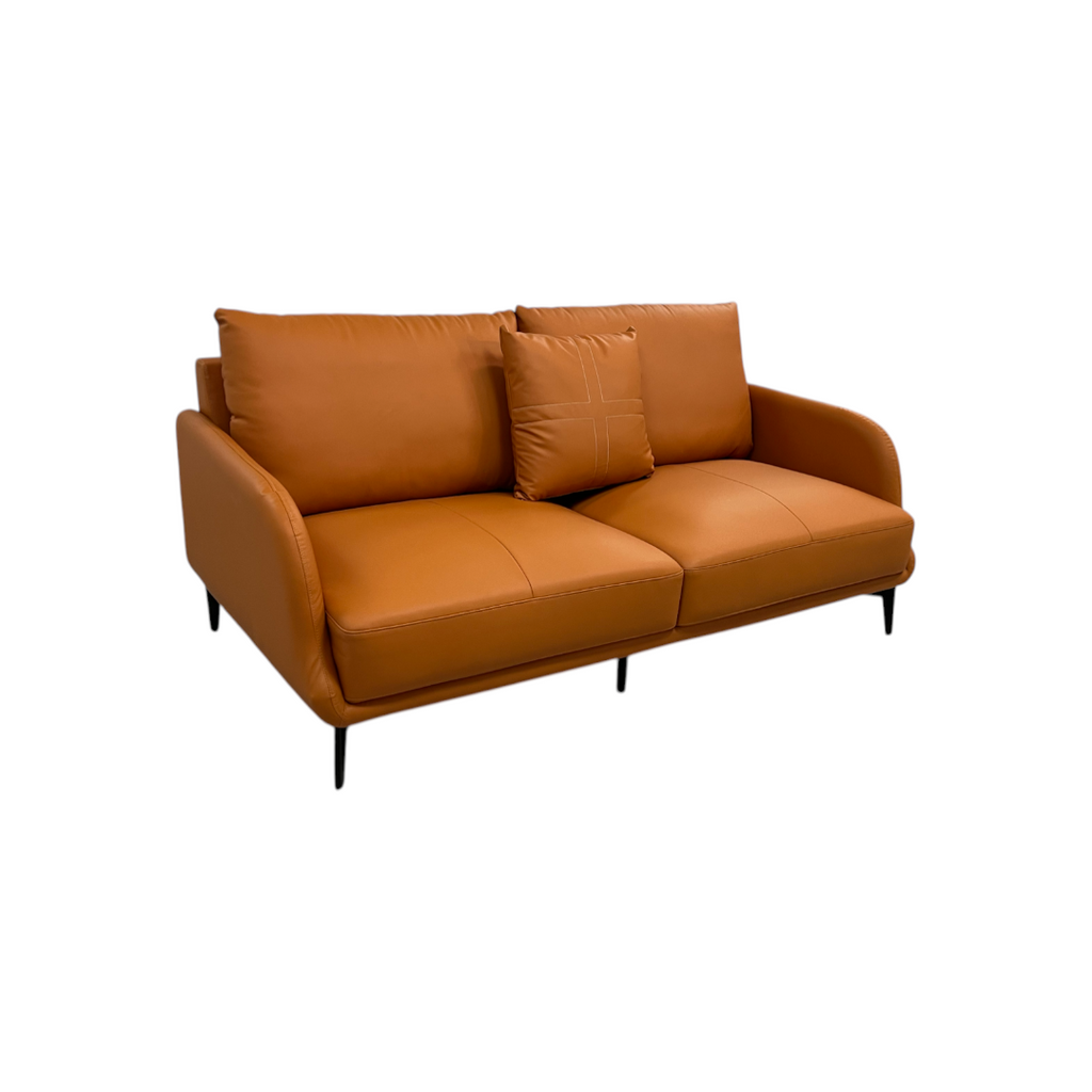 Latitude Run Orange Genuine Leather Loveseat, 66" × 36" × 27" — image 2 of 4