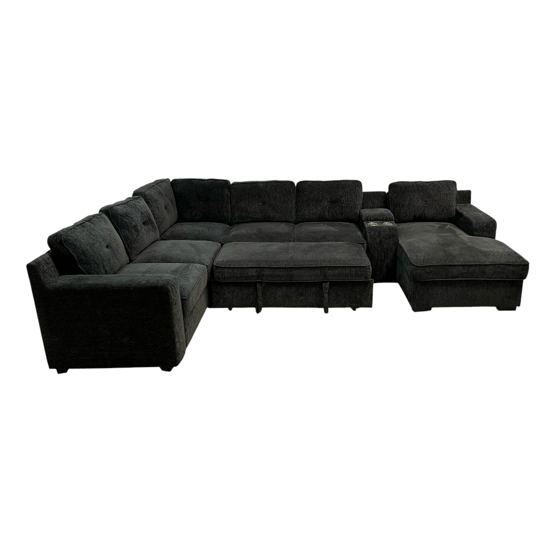 Latitude Run U-Shaped Sectional Sofa Bed Pull Out Sleeper Couch With Storage Chaise
