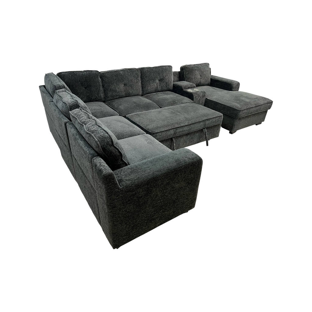Latitude Run U-Shaped Sectional Sofa Bed Pull Out Sleeper Couch With Storage Chaise