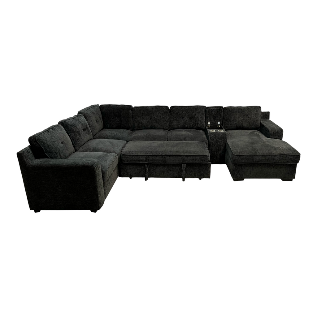 Latitude Run U-Shaped Sectional Sofa Bed Pull Out Sleeper Couch With Storage Chaise