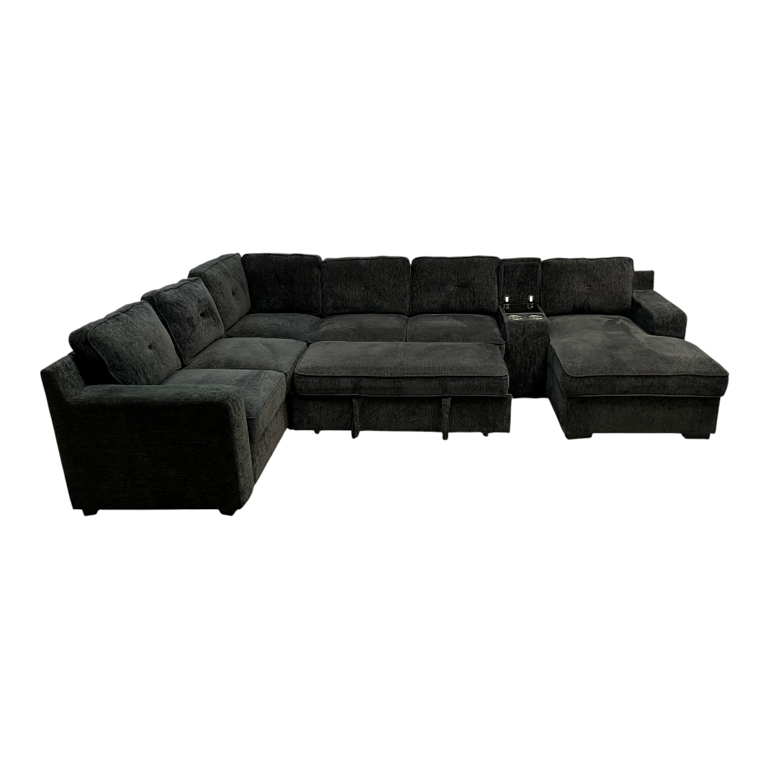 Latitude Run U-Shaped Sectional Sofa Bed Pull Out Sleeper Couch With Storage Chaise