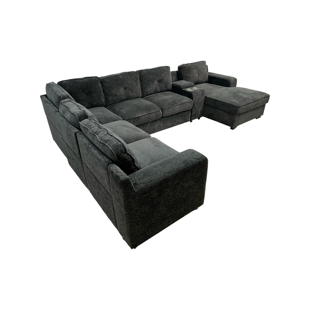 Latitude Run U-Shaped Sectional Sofa Bed Pull Out Sleeper Couch With Storage Chaise