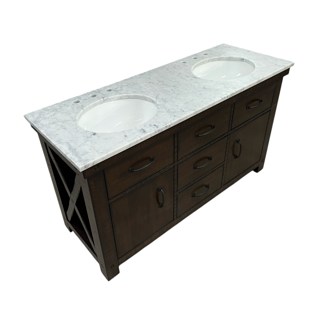 Laurel Foundry Modern Farmhouse Oxon Hill 60'' Double Bathroom Vanity with Top