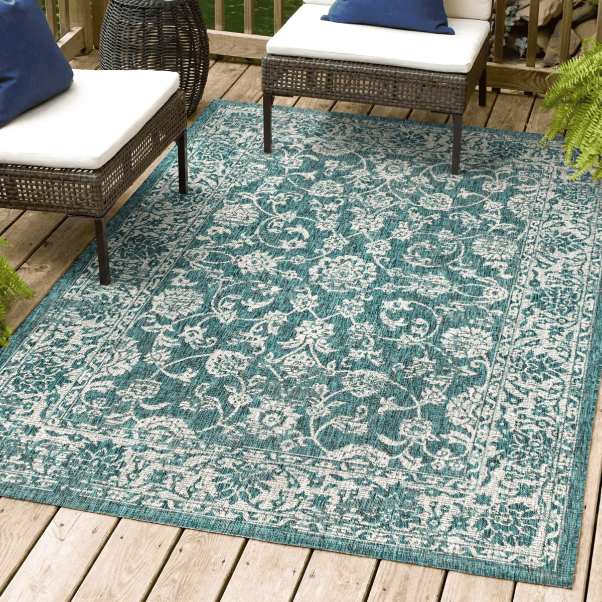 Jonathany Santa Monica SMB100C Teal/Gray Area Rug