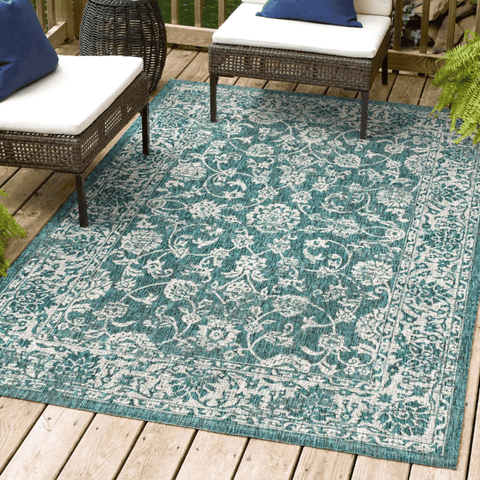 Jonathany Santa Monica SMB100C Teal/Gray Area Rug