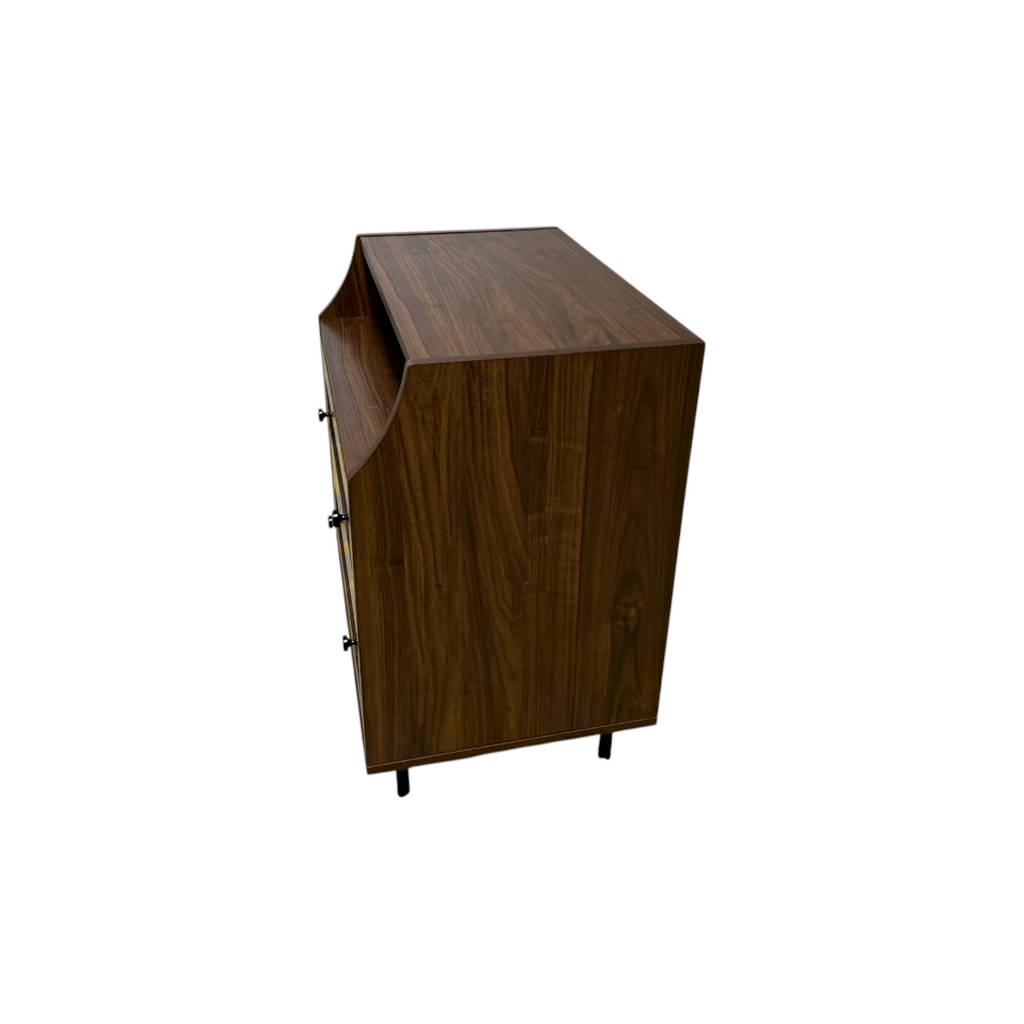 Lisa Curved Open Top 2 Drawer Nightstand with USB - Dark Walnut