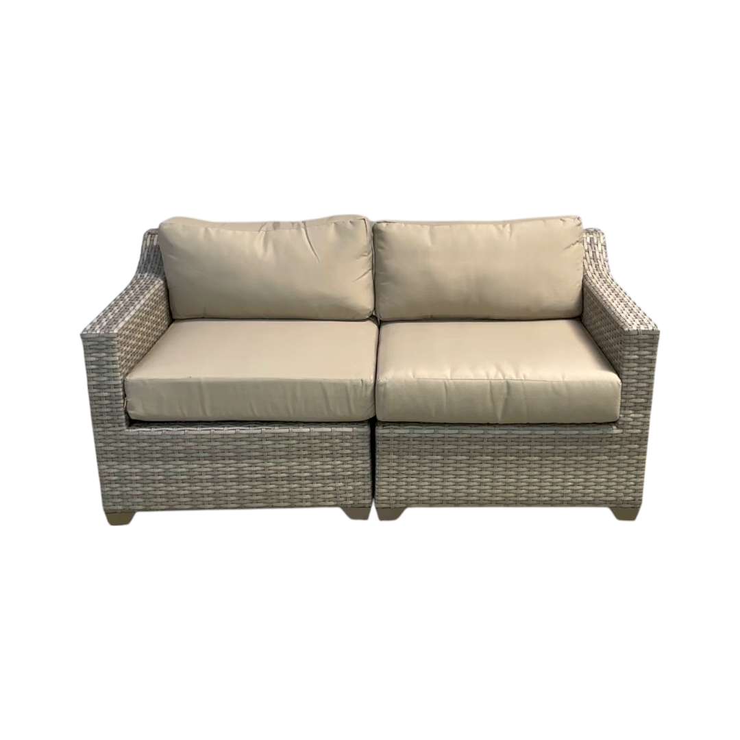 Living Source International Outdoor Wicker Loveseat with Cushion in Espresso