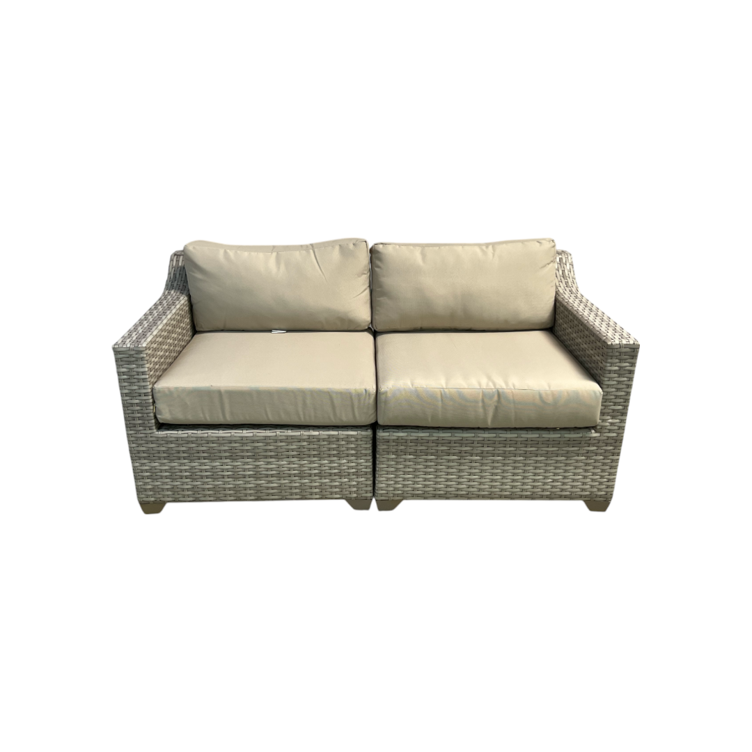 Living Source International Outdoor Wicker Loveseat with Cushion in Espresso