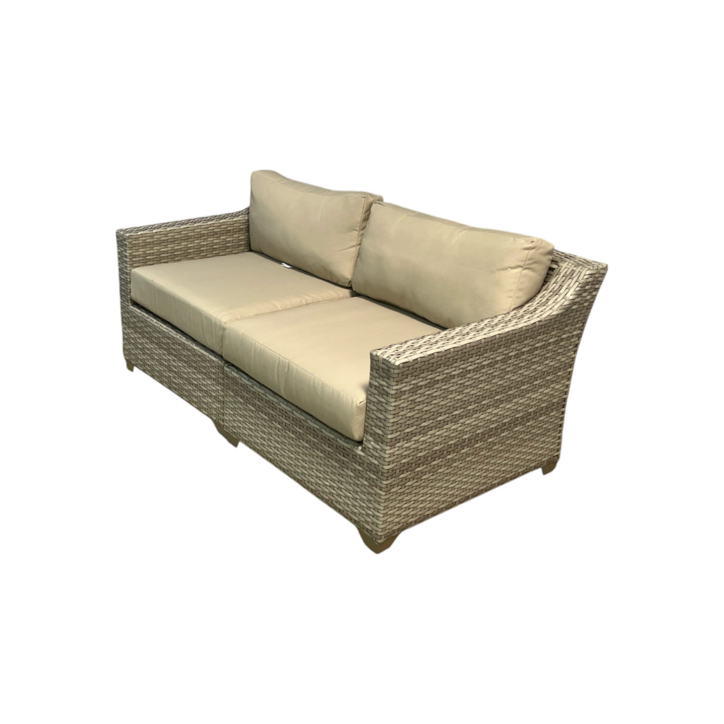 Living Source International Outdoor Wicker Loveseat with Cushion in Espresso