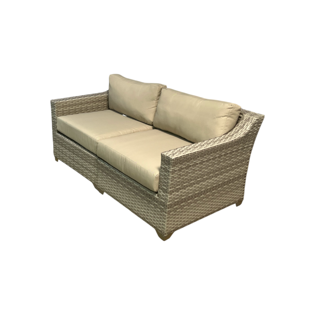 Living Source International Outdoor Wicker Loveseat with Cushion in Espresso