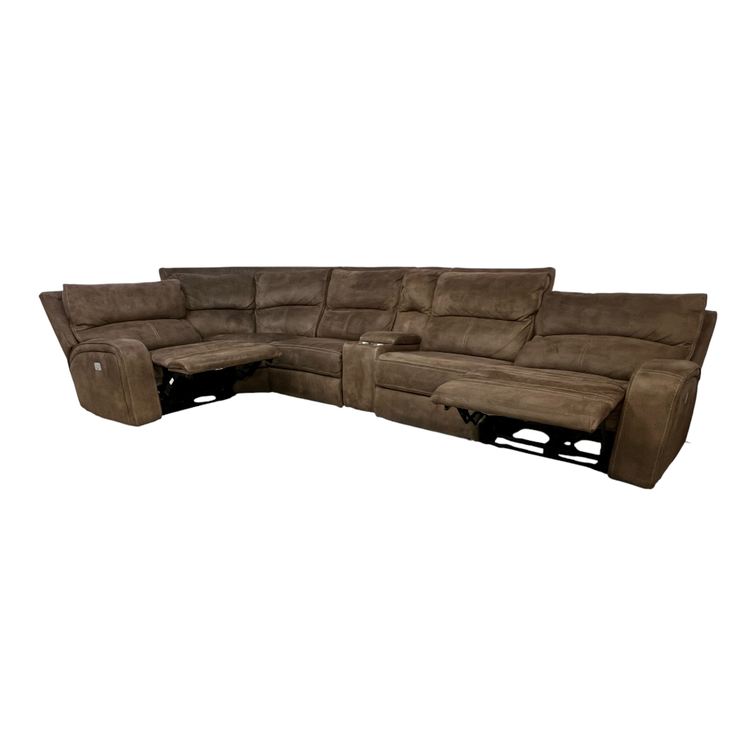 Macy's Brant 6-Pc. Fabric Sectional Sofa with 3 Power Recliners