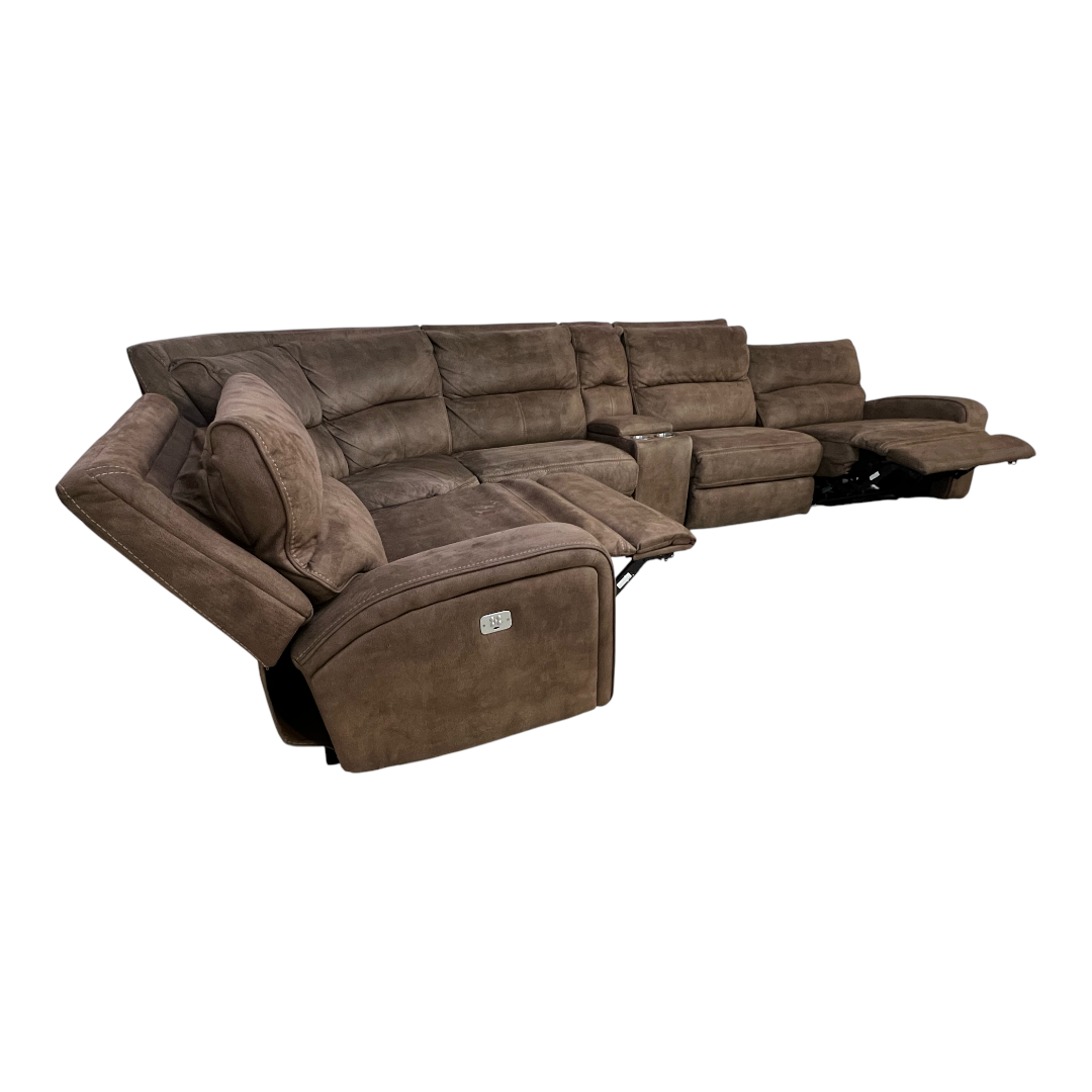 Macy's Brant 6-Pc. Fabric Sectional Sofa with 3 Power Recliners