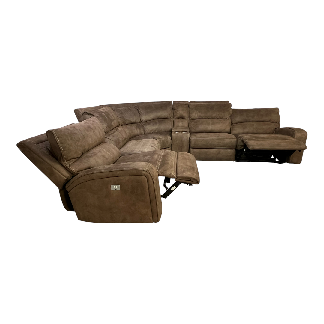 Macy's Brant 6-Pc. Fabric Sectional Sofa with 3 Power Recliners
