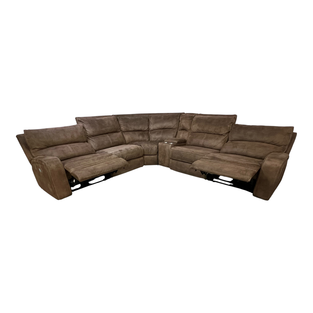 Macy's Brant 6-Pc. Fabric Sectional Sofa with 3 Power Recliners