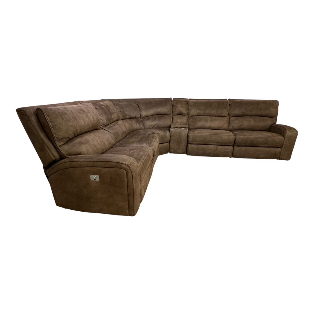 Macy's Brant 6-Pc. Fabric Sectional Sofa with 3 Power Recliners