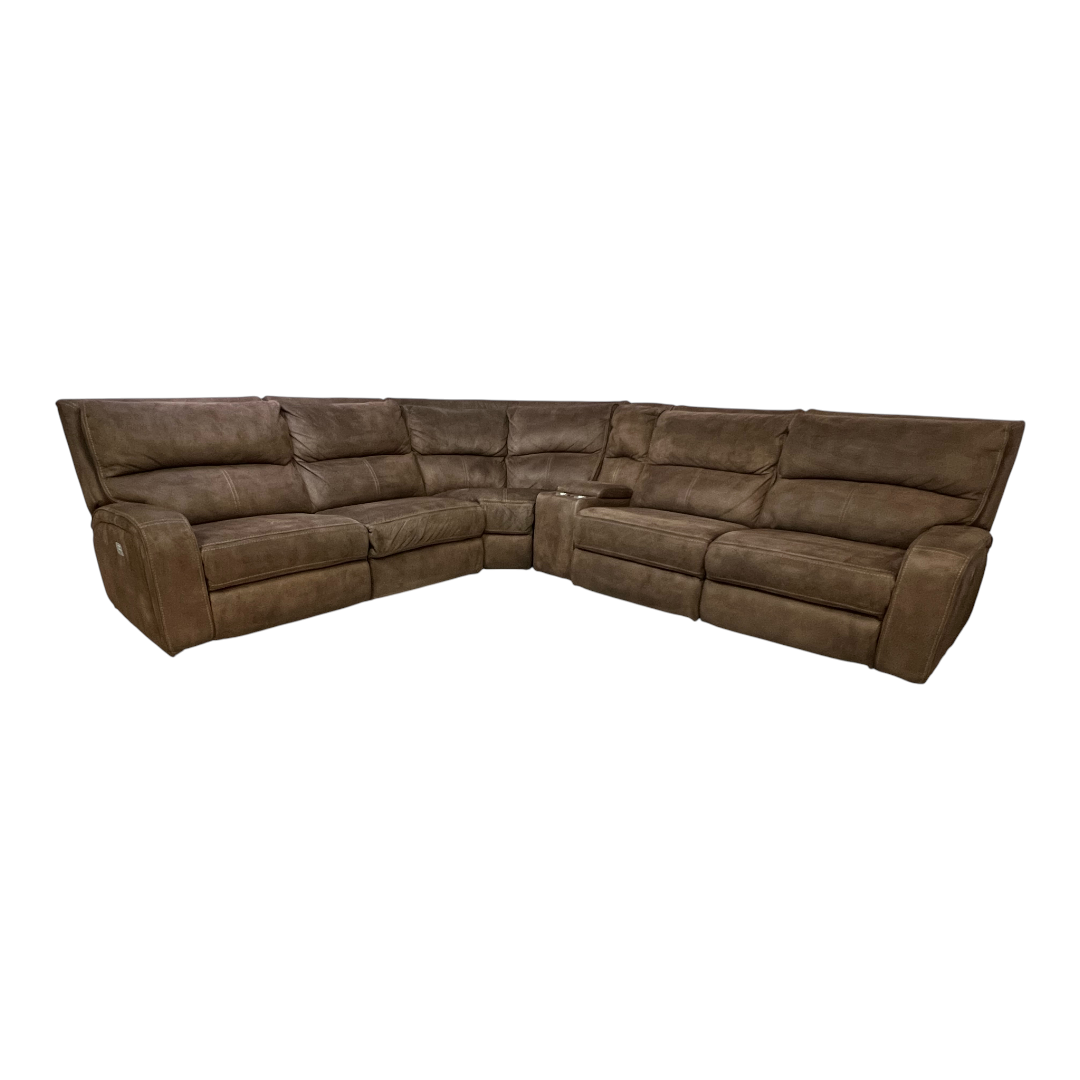 Macy's Brant 6-Pc. Fabric Sectional Sofa with 3 Power Recliners