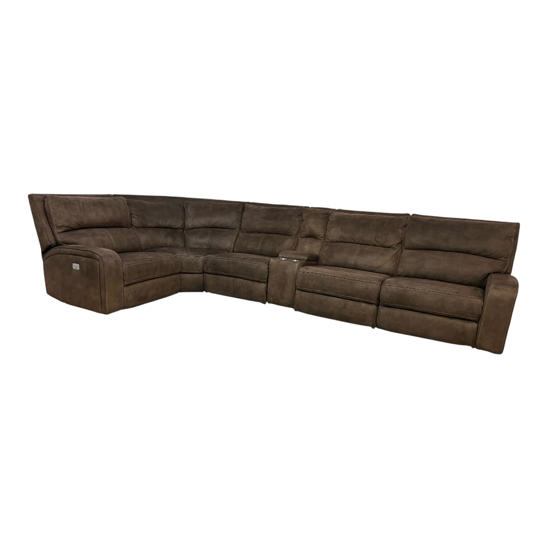 Macy's Brant 6-Pc. Fabric Sectional Sofa with 3 Power Recliners