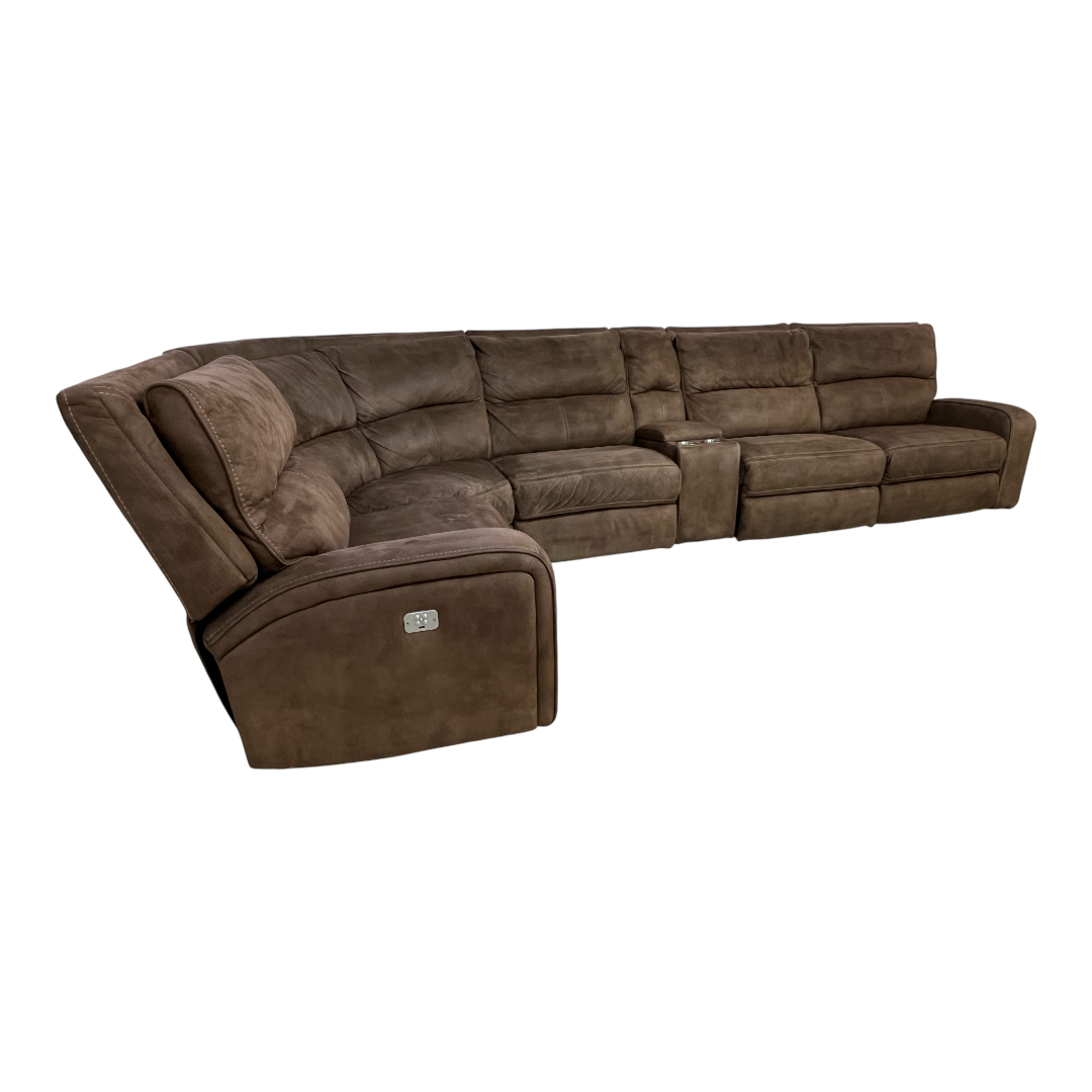 Macy's Brant 6-Pc. Fabric Sectional Sofa with 3 Power Recliners