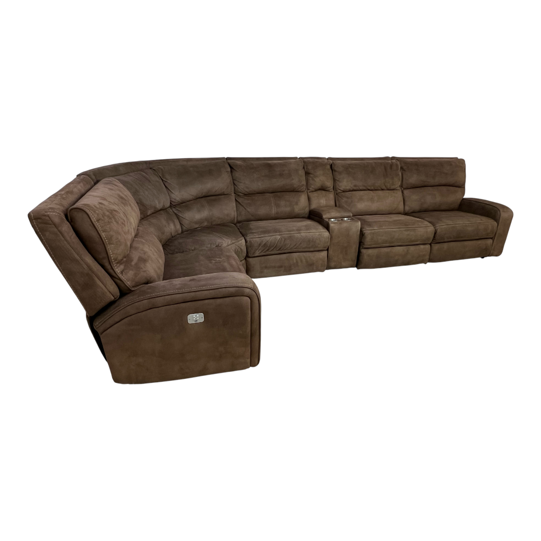 Macy's Brant 6-Pc. Fabric Sectional Sofa with 3 Power Recliners