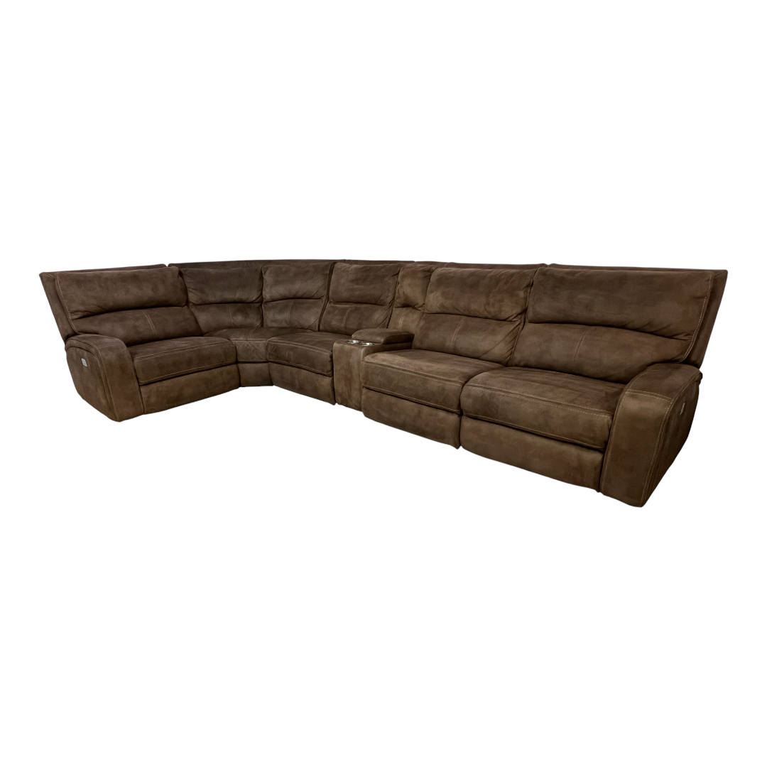 Macy's Brant 6-Pc. Fabric Sectional Sofa with 3 Power Recliners
