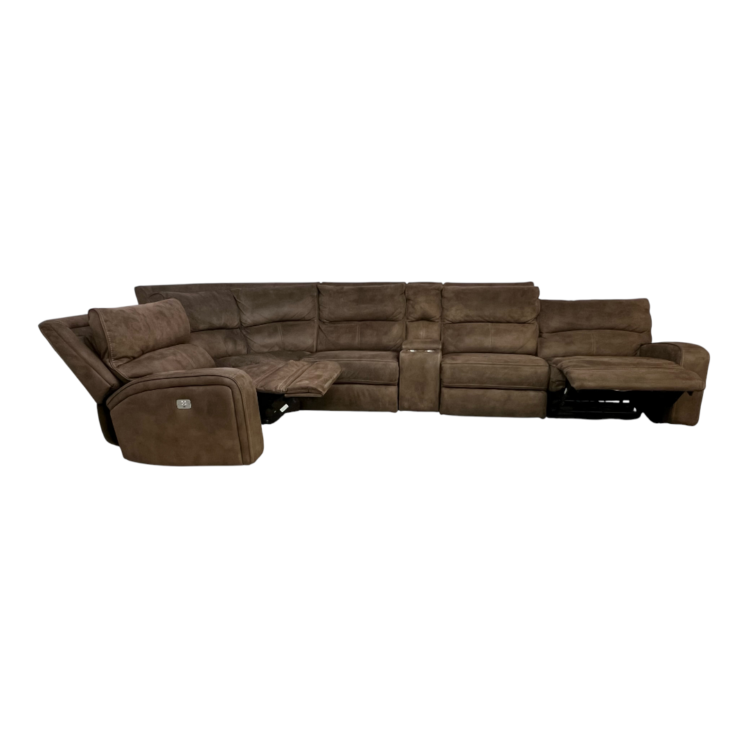 Macy's Brant 6-Pc. Fabric Sectional Sofa with 3 Power Recliners