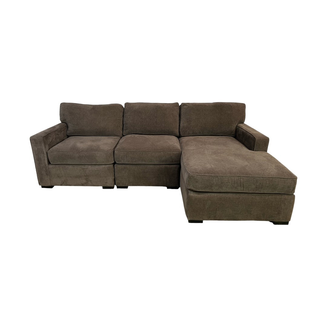 Macy's Radley 3-Pc. Fabric Chaise Sectional Sofa in Heavenly Java Brown