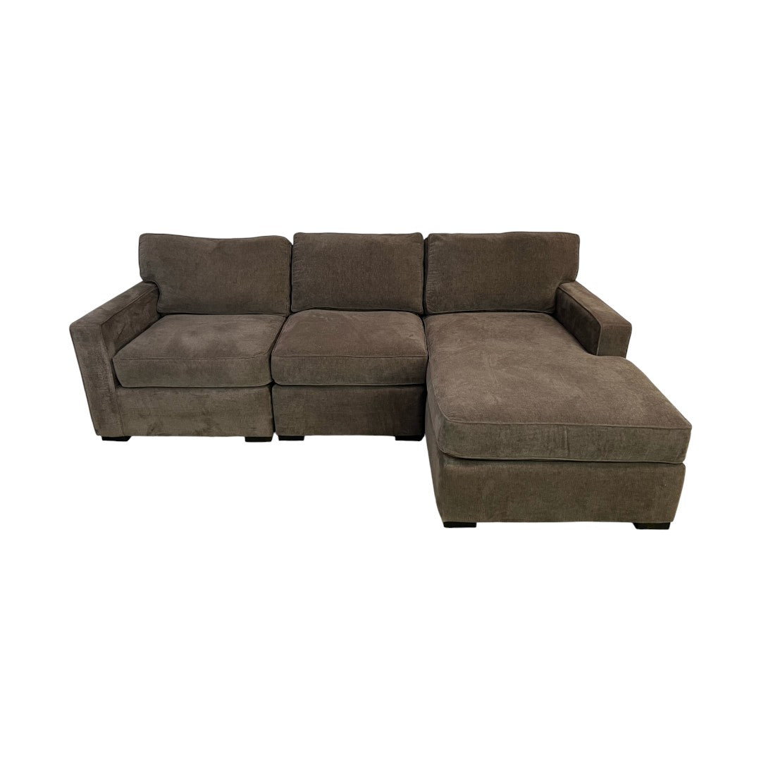 Macy's Radley 3-Pc. Fabric Chaise Sectional Sofa in Heavenly Java Brown