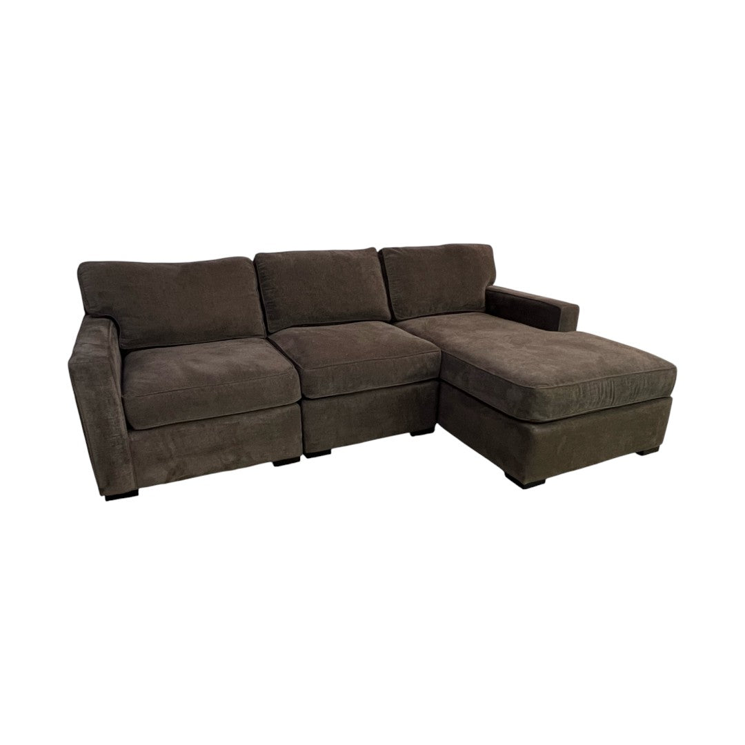 Macy's Radley 3-Pc. Fabric Chaise Sectional Sofa in Heavenly Java Brown