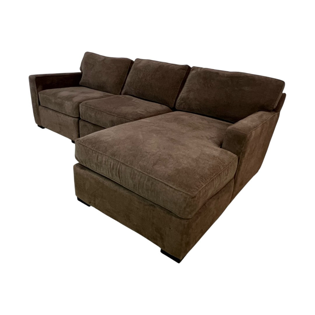 Macy's Radley 3-Pc. Fabric Chaise Sectional Sofa in Heavenly Java Brown