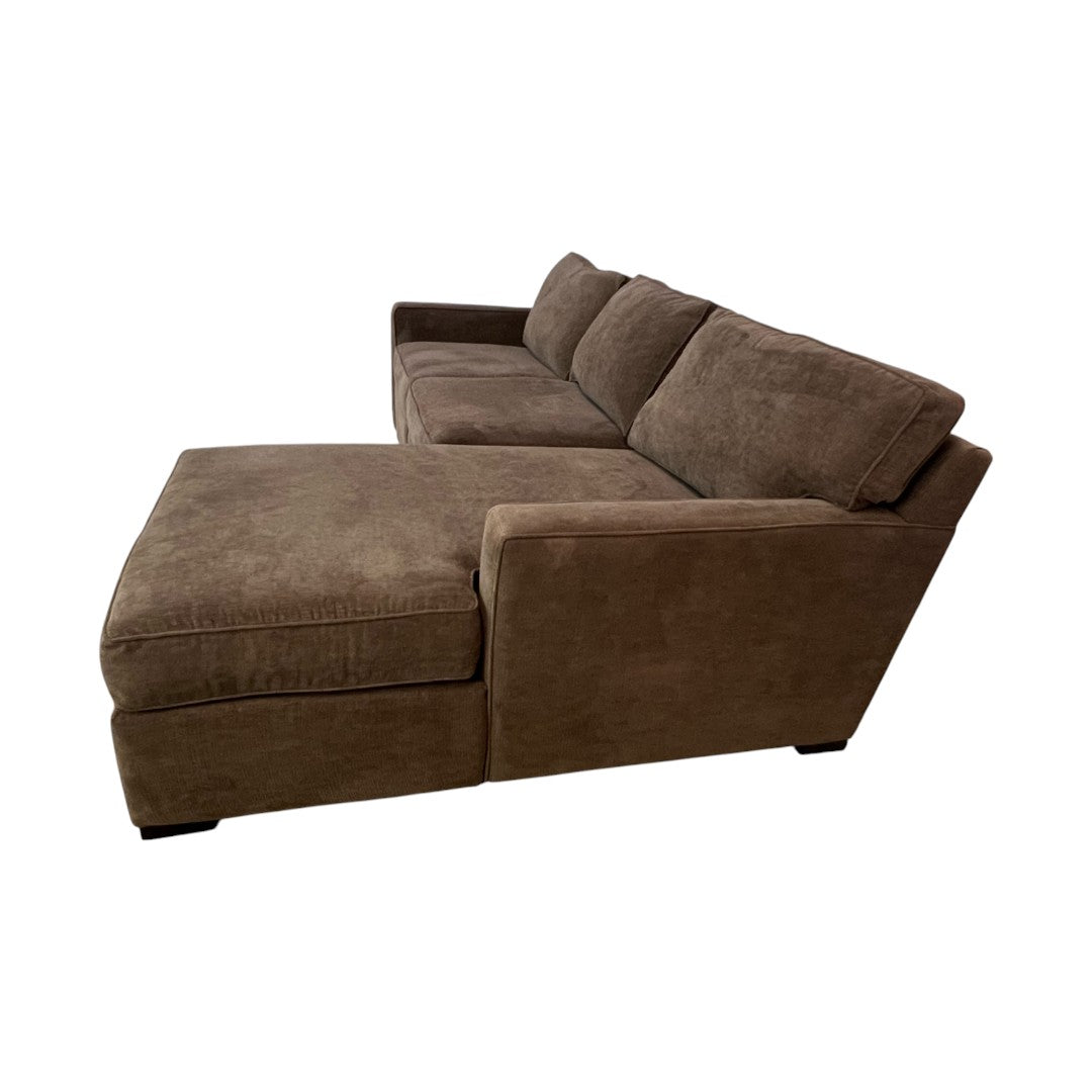 Macy's Radley 3-Pc. Fabric Chaise Sectional Sofa in Heavenly Java Brown
