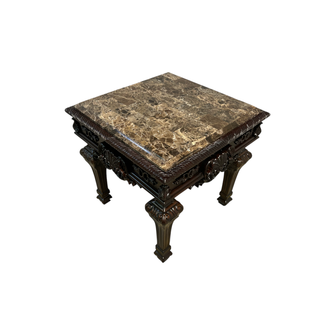 Best Master Traditional Solid Wood and Faux Marble Top End Table in Cherry